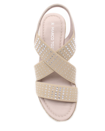 Облегчённые бежевые босоножки на танкетке MARCO TOZZI 